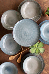 Blue Ceramic Dinner Plate & Bowl - DishesKalalou