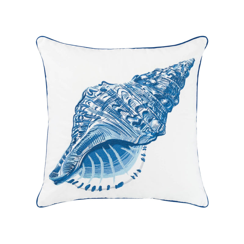 Blue Conch Shell Pillow - Indoor/outdoor Pillow - pillowRightside Design