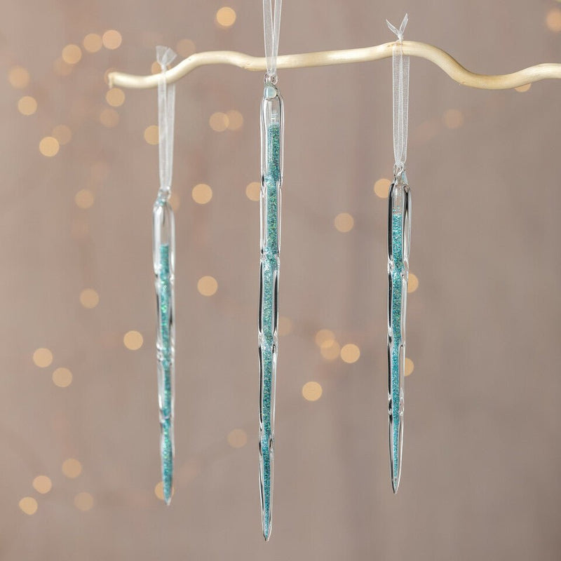 Blue Glitter Icicle Ornaments - OrnamentsDemdaco