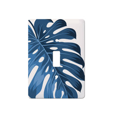 Blue Monstera Ceramic Single Switch Wall Floater Plate - Accent DecorRightside Design