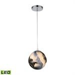 Blue Planetary 1 - Light Pendant in Blue Planet and Chrome with a Hand - formed Glass Orb - LampsElks Group Int