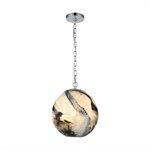 Blue Planetary 1 - Light Pendant in Blue Planet and Chrome with a Hand - formed Glass Orb - LampsElks Group Int