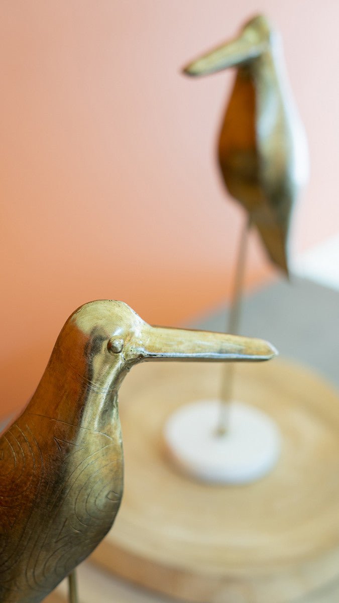 Brass Bird on a Marble Base - Accent DecorKalalou