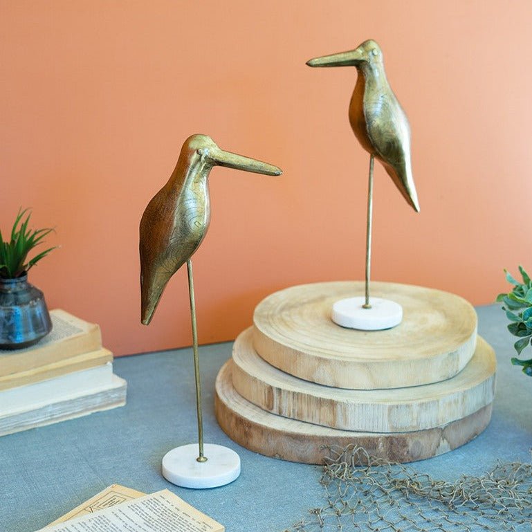 Brass Bird on a Marble Base - Accent DecorKalalou