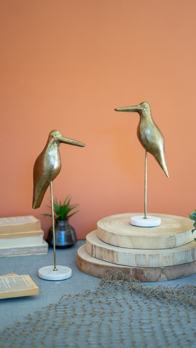 Brass Bird on a Marble Base - Accent DecorKalalou