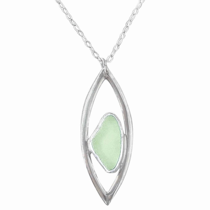 Sea Glass Arc Pendant, Soft Green