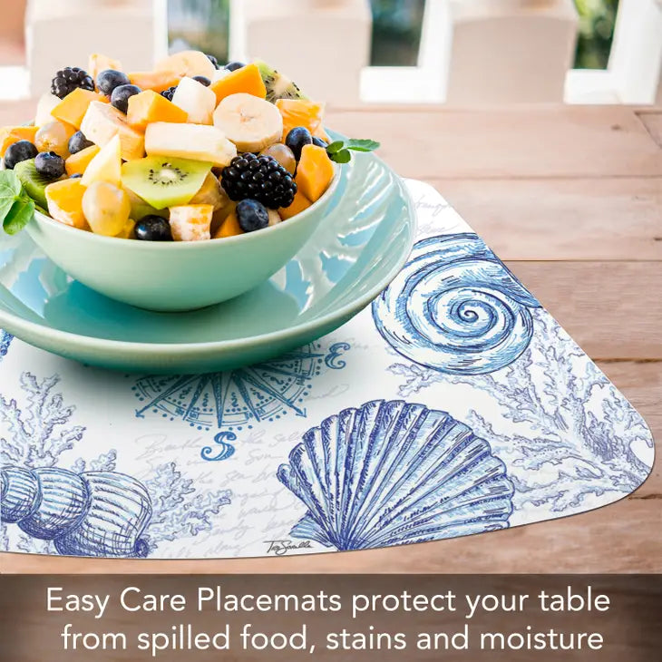 Coastal Sketch Reversible Wedge Plastic Placemat