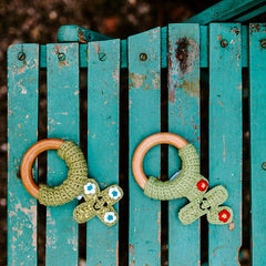 Cactus Wooden Teething Ring - Red Flower - Pacifiers & TeethersPebble