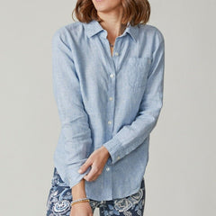 Callie Linen Shirt - Faded Denim Cross Dye - ApparelSPARTINA 449