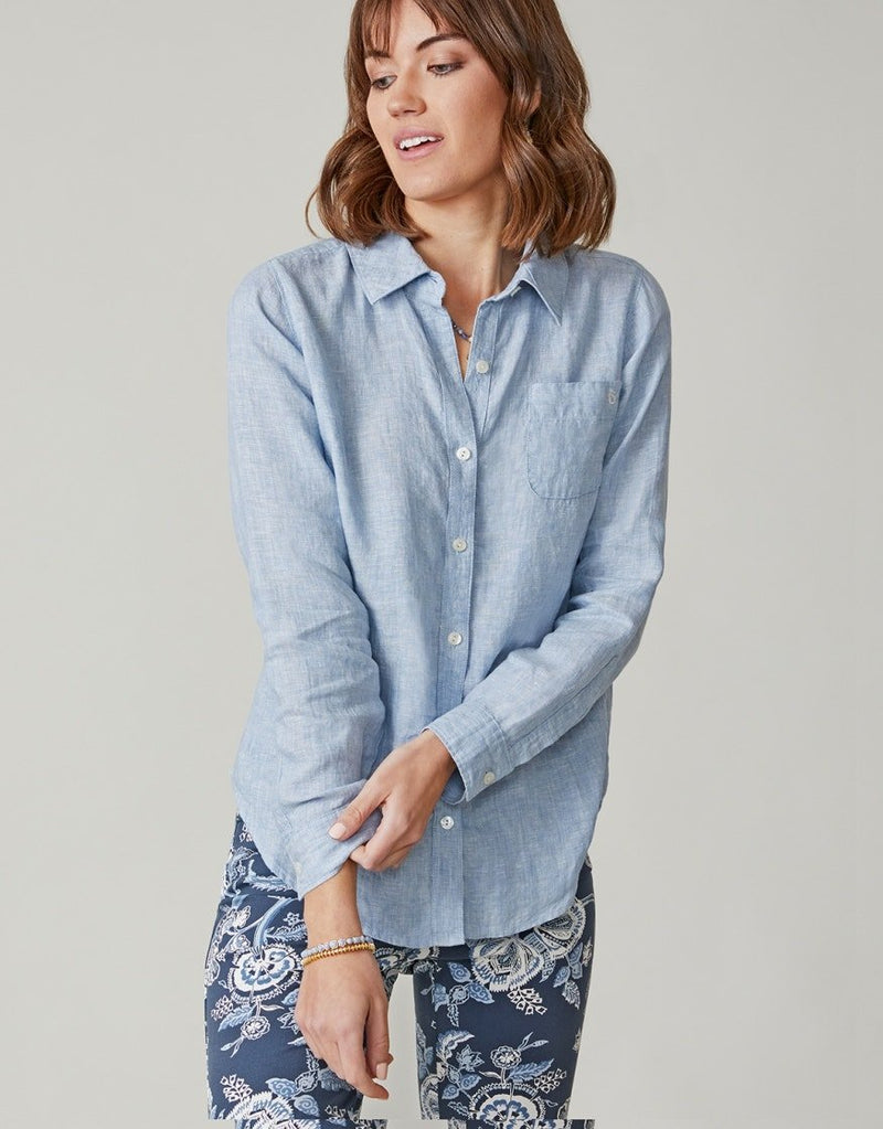 Callie Linen Shirt - Faded Denim Cross Dye - ApparelSPARTINA 449