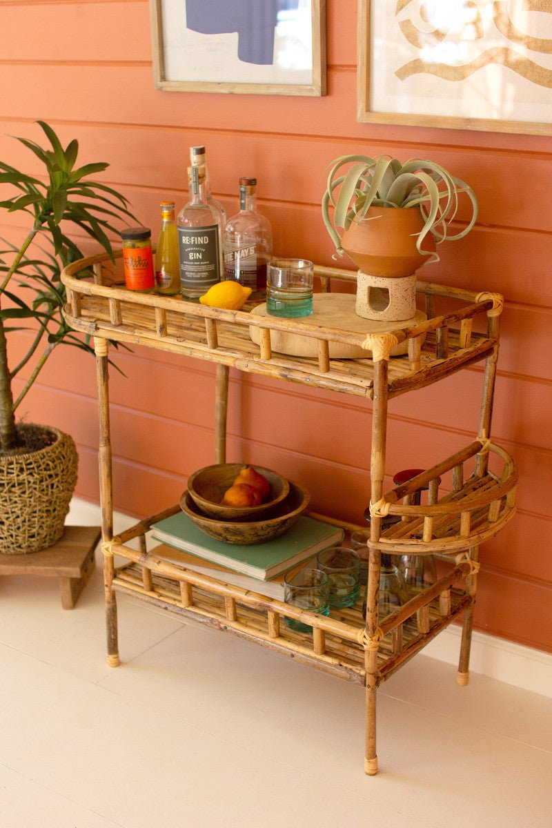 Cane Bar Cart - ShelvesKalalou