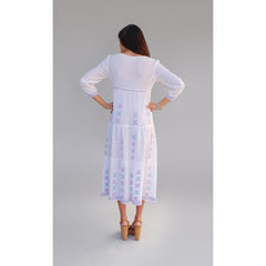 Cara Embroidered Long Dress - Natural - ApparelBlue Boheme