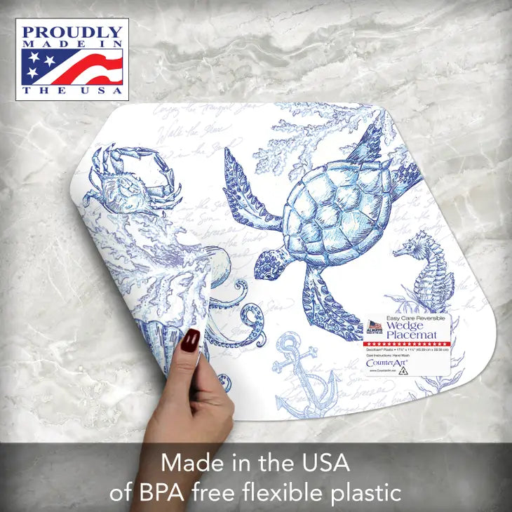 Coastal Sketch Reversible Wedge Plastic Placemat