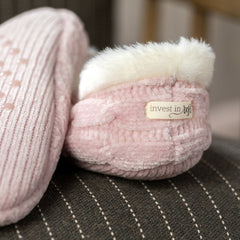 Chenille Slippers - Blush & Grey - ApparelDemdaco