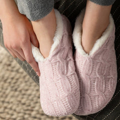 Chenille Slippers - Blush & Grey - ApparelDemdaco