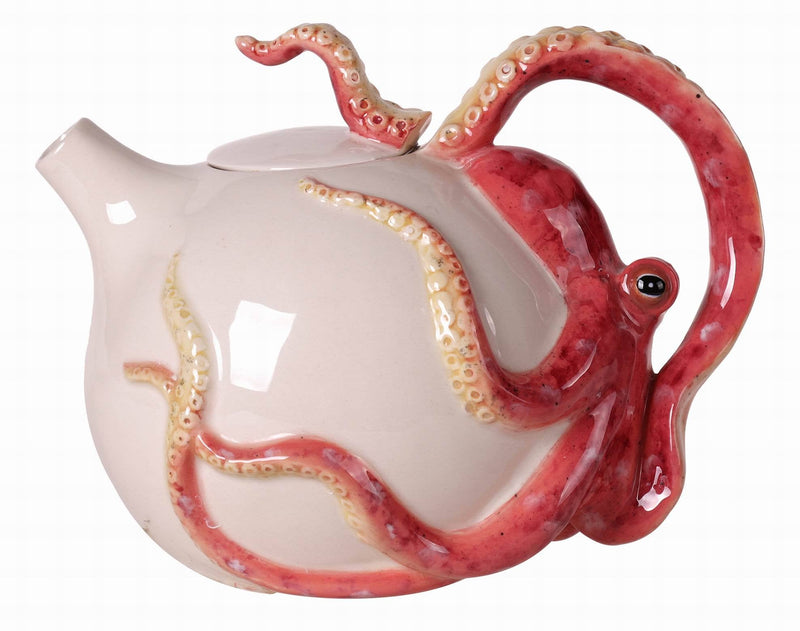 Circular Octopus Teapot - Blue or Red - DishesBlue Sky Clayworks