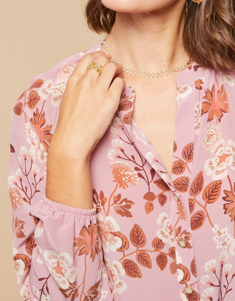 Cora Silk Blouse - Lucas Theater Wildflower Mauve - ApparelSPARTINA 449