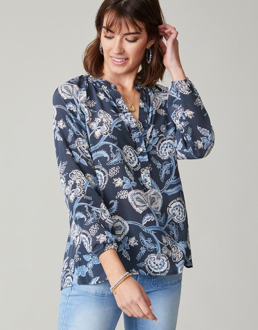 Cora Silk Blouse - Oyster Factory Vintage Floral | Loving Coastal 