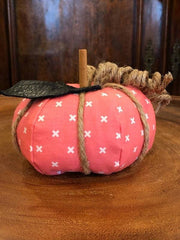 Coral Criss Cross Fabric Pumpkin - 3 Sizes - Accent DecorLoving Coastal Living