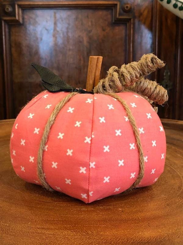 Coral Criss Cross Fabric Pumpkin - 3 Sizes - Accent DecorLoving Coastal Living