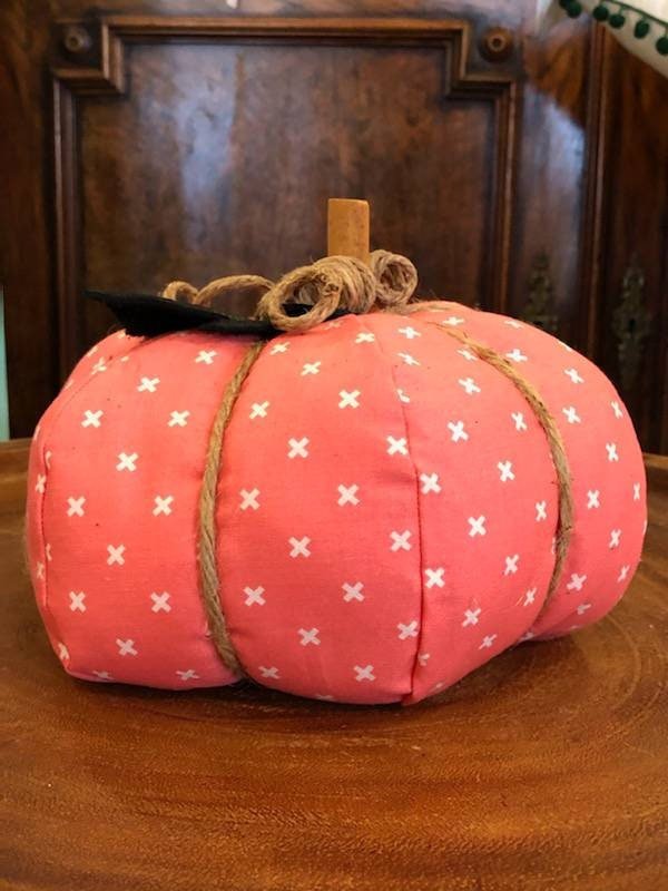 Coral Criss Cross Fabric Pumpkin - 3 Sizes - Accent DecorLoving Coastal Living