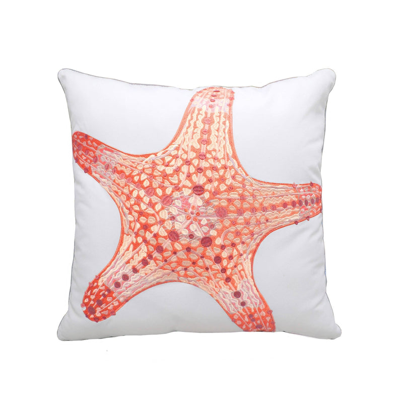 Coral Embroidered Starfish Indoor/Outdoor Pillow - pillowRightside Design