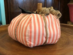 Coral Striped Fabric Pumpkin - 3 Sizes - Accent DecorLoving Coastal Living