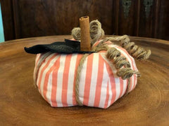 Coral Striped Fabric Pumpkin - 3 Sizes - Accent DecorLoving Coastal Living