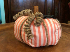 Coral Striped Fabric Pumpkin - 3 Sizes - Accent DecorLoving Coastal Living