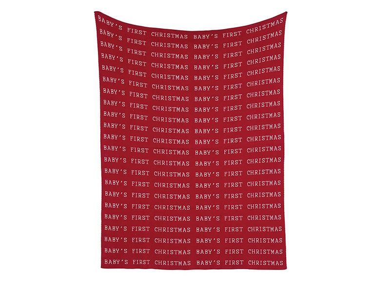 Cotton Knit Baby Blanket "Baby's First Christmas" - holiday decorCreative Co - Op