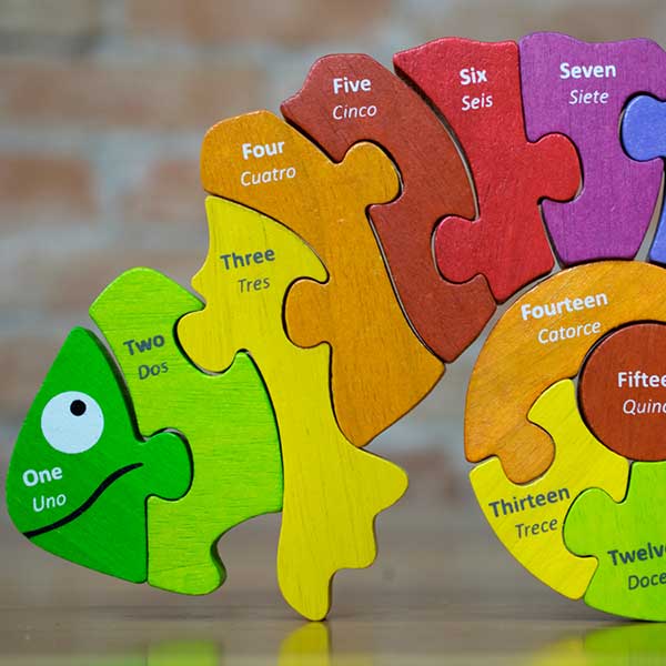 Counting Chameleon Puzzle - Bilingual! - Just for KidsBeginAgain