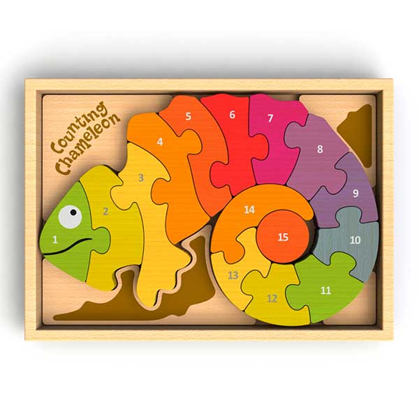 Counting Chameleon Puzzle - Bilingual! - Just for KidsBeginAgain