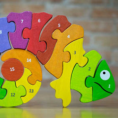 Counting Chameleon Puzzle - Bilingual! - Just for KidsBeginAgain