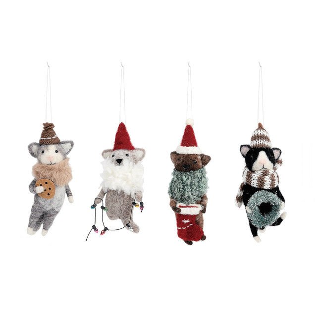 Cozy Time Cozy Felted Wool Cat Ornaments - OrnamentsDemdaco