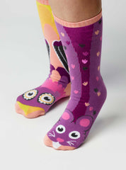 Owl & Mouse | Kids & Adult Socks | Mismatched Fun Socks
