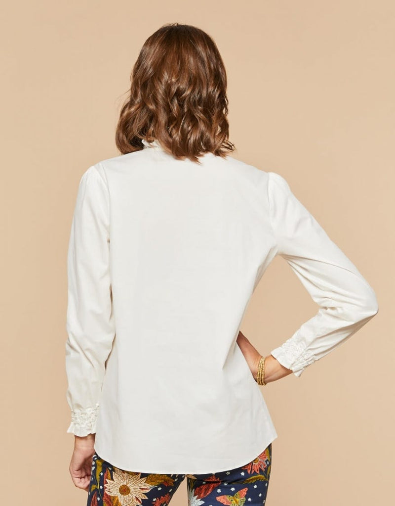 Daphne Ruffle Blouse - Pearl White - ApparelSPARTINA 449