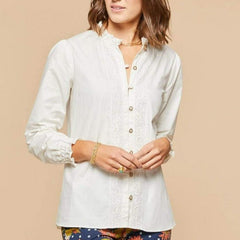 Daphne Ruffle Blouse - Pearl White - ApparelSPARTINA 449