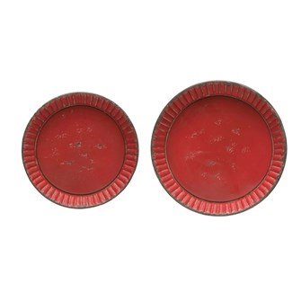 Decorative Metal Pedestals - Distressed Red Finish - Accent DecorCreative Co - Op