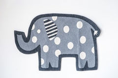 Cotton Knit Elephant Rug, Grey with White Dots