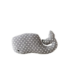 Cotton Knit Whale Pillow, Grey with White Dots