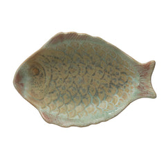 Stoneware Fish Dish, Reactive Glaze, Multi Color (Each One Will Vary)