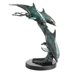 Dolphin Trio on Wave Sculpture - Accent DecorSPI