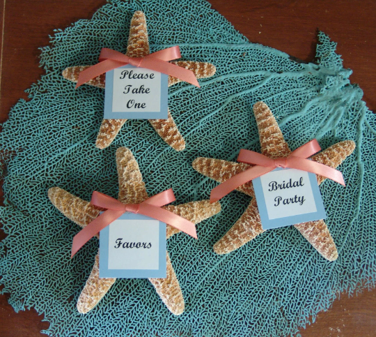 Sugar Starfish Wedding Favors with Custom Escort Card