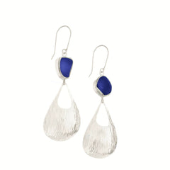 Sea Glass Earrings Waterfall, Blue