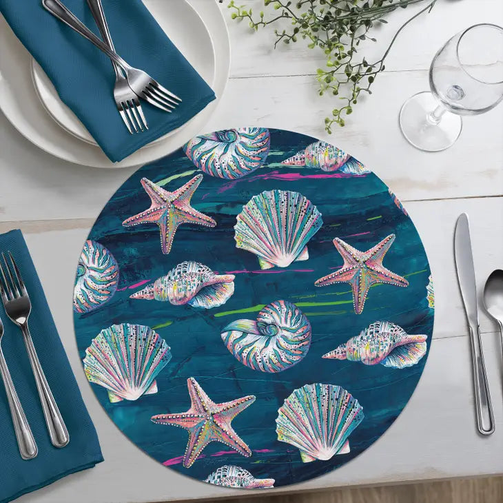 Jewels of the Sea Reversible Round Plastic Placemat