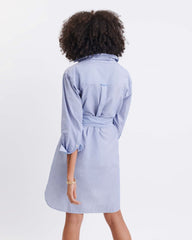 Essential Collar Shirt Dress - Blue Striped - ApparelMer - Sea