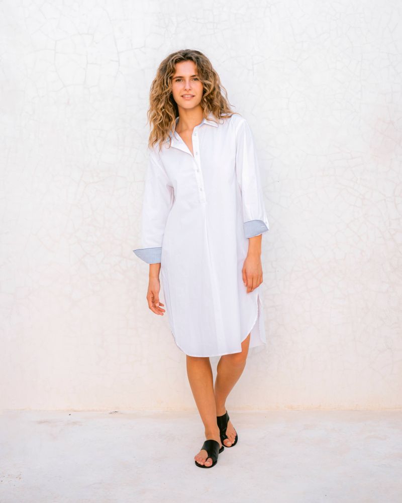 Essential Collar Shirt Dress - White - ApparelMer - Sea