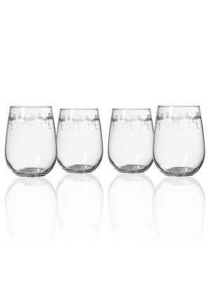 Etched Stemless Wine Glass - DishesRolf Glass