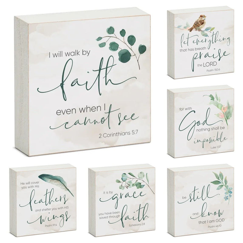 Expressions of Faith Wood Block Sign - 6 Verses - Accent DecorCounterArt/Highland Home/Thirstystone/CoasterStone