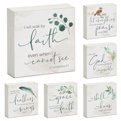 Expressions of Faith Wood Block Sign - 6 Verses - Accent DecorCounterArt/Highland Home/Thirstystone/CoasterStone